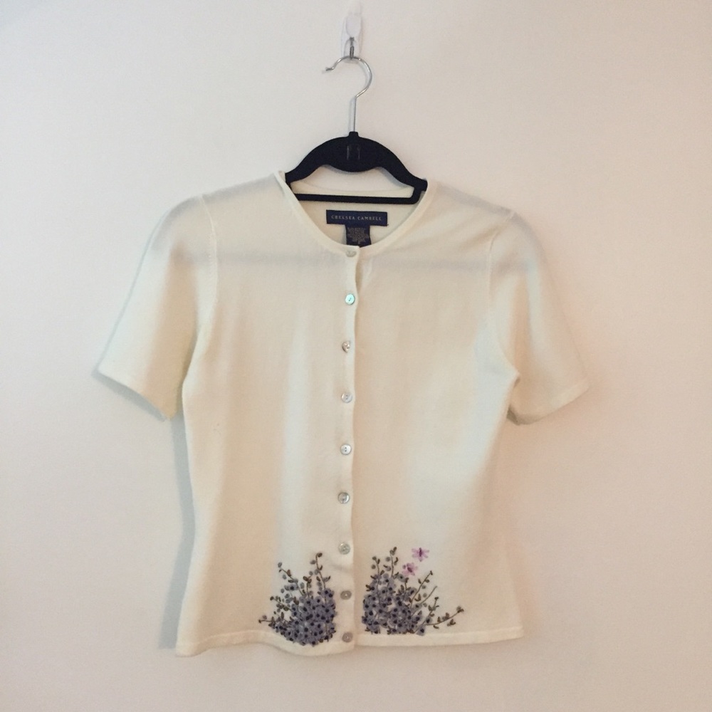 Chelsea cambell half sleeve knit ivory cardigan
